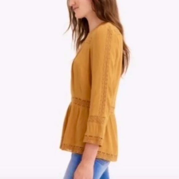 J. Crew Point Sur Lacey Top Marled Mushroom Gold Yellow 8 EUC - Picture 3 of 16